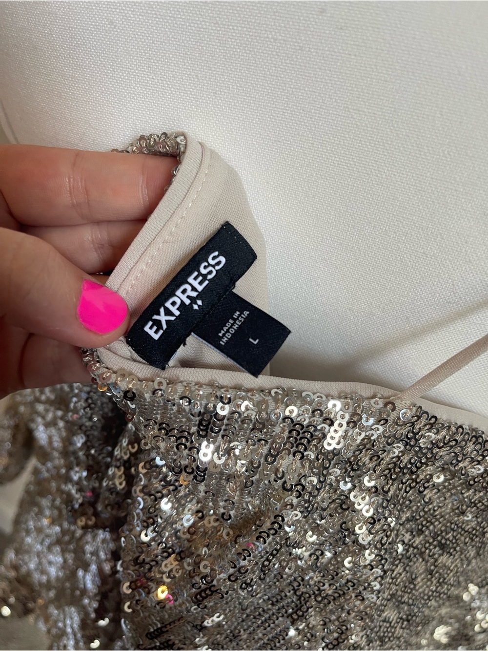 Silver Sequin Ruffle Cami Top - Picture 3 of 3